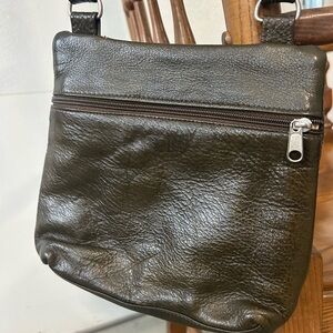 Vintage Elie made in the USA Brown/olive Leather Crossbody Bag
